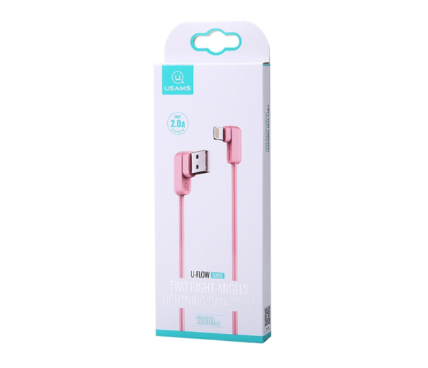 USAMS Kabel kątowy U-flow Lightning 1,2m 2A różowy - 1569092 - zdjęcie 3